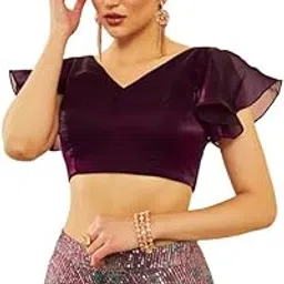soch Womens Organza Flutter Sleeves Padded Blouse with Princess-Line-picture-11