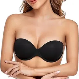 shapemour Stick-On Strapless Bra for Women, Backless Invisible Push-Up Adhesive Bra with Strong Hold, Reusable Nipple Cover Lingerie for Backless, and Plunge Outfits (in, Cup Band, C, Black)-picture-20