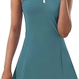 cugoao Tennis Dress for Women, Tennis Golf Dresses with Built in Shorts and Pockets for Sleeveless Workout Athletic Dresses, Gray Blue, Small-picture-40