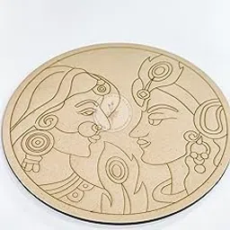 R&H Radha-Krishna PRE-Marked Pinewood 4MM Base, for lippan Art, Crafts, DIY Projects, etc (12 INCH)-image-60