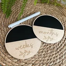 Haoser Milestone Disks- Chalkboard-Wooden Milestone Card| Baby Monthly Photo Props| Photoshoot Accessories for Baby|Milestone Props for Babies Photo (Design-2 Milestone Disks- Chalkboard)-picture-10