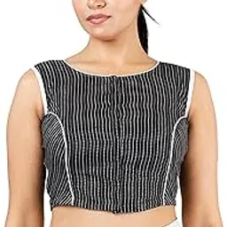 Pure Cotton Striped Designer Blouses Black-JALPBL-22-06-91||Readymade Blouse for Women ||JALPBL-22-06-91-image-3