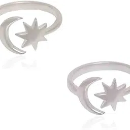 Silver Half Moon & Star Combo (Pair) For Women's Pure Silver 925, Sterling Silver Jewellery with Certificate of Authenticity & 925 Toe Rings for Women's Silver, God, Religion-image-25
