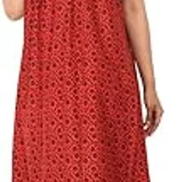 monique Brand Women's Cotton Nighty for Women/Night Dress Flower Printed Ankle Length Night Gown Maxi | Nighty | Round Neck 2383 (Free Size) Deep Red-picture-28