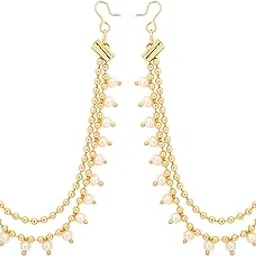 shreyadzines Pearl Alloy Pearl Earchain For Women's & Girls, Gold-picture-59