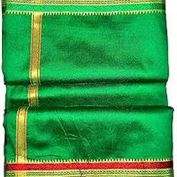 Men's Traditional Panchakacham Polyester Dhoti Set with Silk Border 4.25 Meter Dhoti & 2 Meter Chaddar | Mundu/Veshti/Lungies Dhoti For Men for Pooja Temple & Special Occasion-picture-23