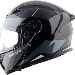 Axor Hunter Turbo ISI ECE and DOT Certified Gloss Finish Full Face Helmet for Men with Pinlock Fitted Clear Visor-Black Grey-L-picture-19