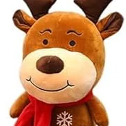 Tinytotem Christmas Reindeer Soft Toy – Brown Plush Stuffed Animal with Red Scarf & Antlers, Super Soft Cuddly Toy for Kids, Boys & Girls, Christmas Gift Decoration Plushie (25 cm)-picture-28