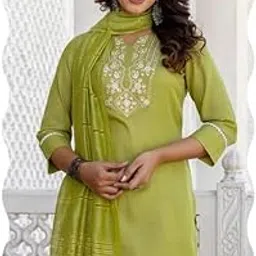 siril Women's Rayon Viscose Embroidery Straight Kurta with Pant & Dupatta-picture-25