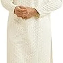 manyavar Men's Viscose Chikankari Kurta Set (2pcs)-picture-26