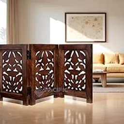 PACIFIC ART & CRAFTS, Wooden Room Partition for Living Rooms/Wood Screens Separator & Room Divider Panels for Living Room/Bedroom/Office/Restaurants Pooja Room Divider (Brown 72X60) (1, Rectangular5)-picture-16