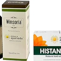 Kerala Ayurveda Histantin - 100 Tablets | Herbal Anti-Allergic Medicine For Seasonal, Dietary and R,Kerala Ayurveda Winsoria Oil - 100 ml | Herbal Ointment for Itchy Skin & Scalp | Helps Calm Eczema,-picture-51