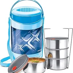 MILTON Econa Deluxe 4 Stainless Steel Containers with Steam Vent 260 ml Each, PU Insulated, Hot & Cold Leak-Proof Lunch Box for Office, College, Picnic, Blue-picture-10