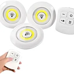Drumstone (𝐒𝐩𝐞𝐜𝐢𝐚𝐥 𝟏𝟓 𝐘𝐞𝐚𝐫𝐬 𝐖𝐚𝐫𝐫𝐚𝐧𝐭𝐲 Wireless LED Light Set of 3 with Remote Control, Battery Operated Stick-On Lights with Adjustable Brightness & Timer, No Wiring Needed,-picture-38