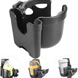 Hemousy Universal Cup Holder,2in1 Stroller Bottle Holder with Phone Holder 360 Degrees Rotation Large Caliber Drink Rack for Pushchair Crib Bicycle Wheelchair Walker Scooter Fishing Rod Treadmill-image-8