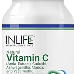 INLIFE Immunity Plus Supplement Natural Vitamin C (Amla) Guduchi Ashwagandha Marica Licorice Ayurvedic Herbal Formula - 60 Vegetarian Capsules-picture-47