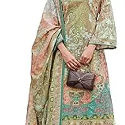 Women's Unstitched Salwar Suit Dress Material - Cotton Digital Printed Organza Embroidered Kameez II Unstitch Bottoms II Cotton Dupatta-image-49