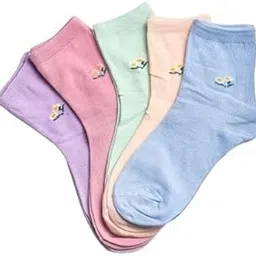 Women Mixed Color Mid-Calf Socks Simple and Comfortable Solid Color Combination Cotton Socks Ankle Length Socks-image-35