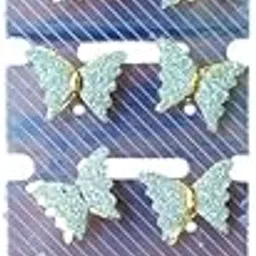 rr kingdom Blue Glitter Butterfly Stud Set for Women & Girls | Pack of 6 Pairs Stylish Small Earrings | Fashion Jewelry for Office & Festive Gifting-picture-22