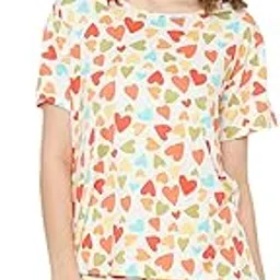 camey Women's Printed Shorts Nightsuit Set, Short Sleeve T-Shirt and Shorts-picture-56