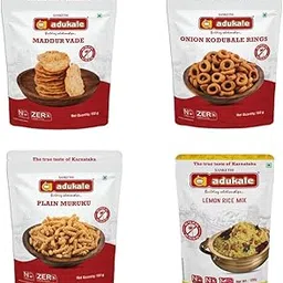 Adukale Snack Superstars Combo | Onion Kodubale, Plain Murukku, Maddur Vade & Lemon Rice Mix | Traditional South Indian Snacks | No Palm Oil or Preservatives-image-11