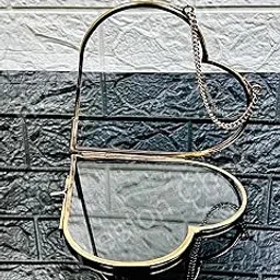The Weston Choice Wall Hanging Heart Shape Brass Glass Photo Frame for Dried Flowers, Pressed Flowers, Poster, Double Glass frame 6x6 Inch-picture-25