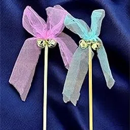 Smaran Wedding Bell Rattles - 25Pcs Multicolor Ribbon Sticks for Pheras, Varmala & Welcome Ceremonies - Traditional Wedding Accessories-picture-46