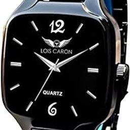 lois caron Black Two-Tone Square Analog Quartz Watch for Men/Boys Analog Wrist Watch Analog Watch - for Men LCS-8578-picture-8
