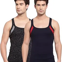sporto Men's Pure Cotton Multipurpose Gymvest with Contrast Side Pannel-picture-14