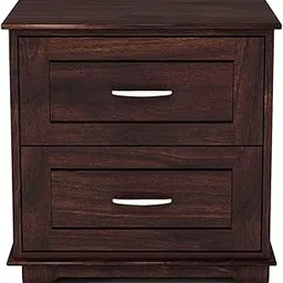 GFH Solid Sheesham Wood Bedside Table | Wooden Bed Side Tables with Drawers | Nightstand Side Table for Bedroom | Nigh Stand End Table with 2 Drawer Storage for Home | Rosewood, Walnut Finish-image-10