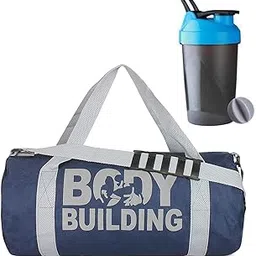 groupers Duffle Canvas Bag with Shaker Bottle-400ml (Blue) image 1