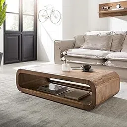 CHETAK FURNITURE® 47 Inch Length Solid Acacia Wood Centre Coffee Table | Wooden Sofa Table with Open Storage |Center Table for Drawing Room | Coffee Table for Living, Natural Finish-image-29