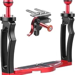 Underwater Video Stabilizer Holder Alloy Camera Tray Bracket Double Handheld Hand Grip with Ball Clamp Mount for Diving Aluminium Alloy Underwater Video Light Stabilizer Tray Diving Light Stand Tray-picture-27