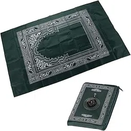 MYADDICTION Muslim Prayer Rug Polyester Portable Braided Mats Simply Print Dark Green-picture-32