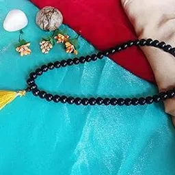 NRSON® 100% Natural Karungali Malai Mala (Karungali Kattai mala) / Ebony Wood Japa MALA 54+1 Beads with Tread Tassel for Meditation & Chanting Pooja and Worship [ 10 mm ]-picture-14