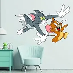 Techgifti Tom Running Jerry Desg 3 Bedroom, Hall, Kitchen, Office, Living Room Wall Sticker (Size - 49 Cm X 64 Cm)-picture-51