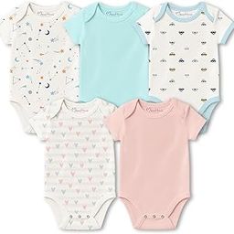 mom's home Soft Organic cotton Unisex New Born Baby Onesie/BodySuit | 0-3 Months | Pack of 5-picture-11