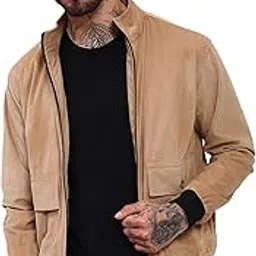 showoffff SHOWOFF Men's Beige Solid Bomber Jacket-SSLI-831-6_Beige-picture-24