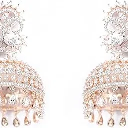 priyaasi American Diamond Rose Gold Plated Jhumka Earring image 1