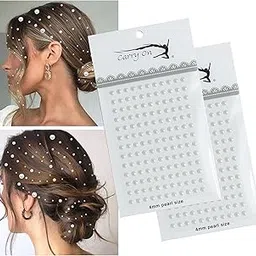 INFRAME Pearl White Rhinestone Stickers 2 Sheets ( 270-300 PCS)| Diamond Gem Sticker, Self-Adhesive, Art & Craft, Nail Art, Face or Body Decoration, Wedding Hairstyle Design Tools Hair Accessories for Girls and Women - Pearl White (4MM)-image-95