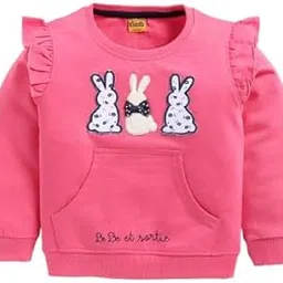 kidcity Girls Cotton Loopknit Rabbit Graphics Print Regular Fit Long Sleeve Sweatshirt-picture-51