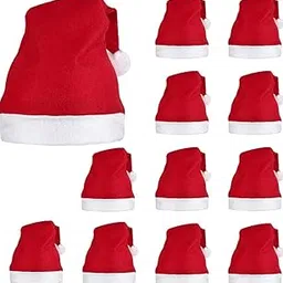 VRB DecTM 12 Pcs Christmas Santa Cap/Hat for Adults/Women - Xmas Party Decorations Holiday Festival Items (Christmas Caps - 12 Pcs)-picture-18