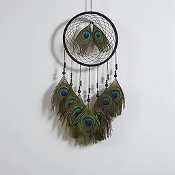 Peacock Feather Dream Catcher Wall Hanging for Good Dreams, Positive Energy || Decorative Showpiece, Wall Decor, Bedroom, Living Room Decor, Housewarming, Spiritual Items, Wall Vastu || Length - 45 Cm-picture-20