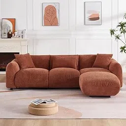 LEGACY OF COMFORT Layanna 88" Upholstered Sectional 3 Seater Sofa with Ottoman Bench Orange-image-36