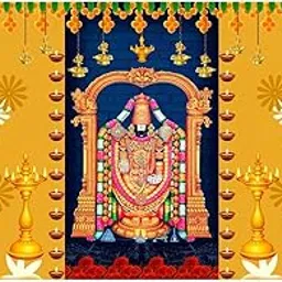zeonely mart Tirupati Balaji Venkateshwara Swamy Backdrop Curtain for Decoration Background Curtain Cloth for Pooja Size (5x8 feet) (Cloth 45) image 1