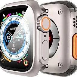 GLAMYOURS 3 in 1 Compatible with Apple Watch Series 9/8/7/6/5/4/Series SE 2 45mm Screen Protector Case, [ Looks Like Ultra Protector Case ] Front and Rear Cover (Silver for iWatch 45mm)-picture-19