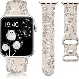 mFoniscie Bands for Apple Watch Strap 46mm 49mm 45mm 44mm 42mm[Series 3 2 1], Cute Soft Silicone Dandelion Engraved Flower for iWatch Band Ultra 2 SE 2|Series 10 9 8 7 6 5 4 3 2 1 [WATCH NOT INCLUDED]-picture-17