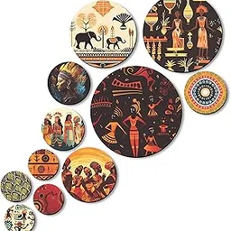 Rousrie Wooden Wall Hanging For Home Décor, Living Room, Bedroom, Office, Motivational Art Patterns, Pack of 11 (Rajasthani)-image-13