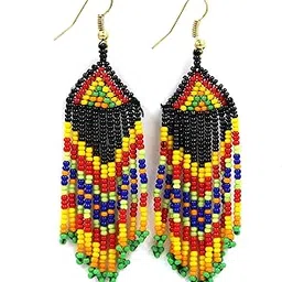 prapti handicraft No Stamp Beads No Metal Tribal Seed Bead Earrings for Women (Black)-picture-43