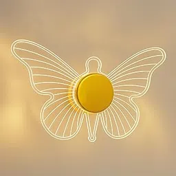 Lampmaster Golden Butterfly LED Wall Light | 3 Color Modes Acrylic Wall Sconce for Bedroom, Living Room, Kids Room, Vanity, Decorative Modern Wall & Ceiling Lamp | Pack of 1-picture-71